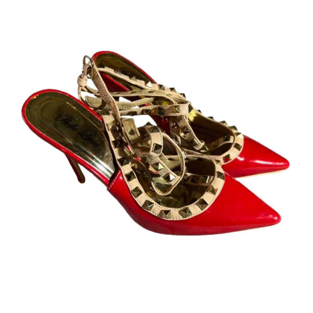 Bella Luna red stiletto high heels pointed toe womens 7.5